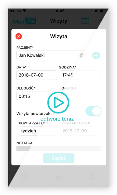 Wizyta Dodawanie Wizyty Wizyta Powtarzalna Aplikacja Do Gabinetu Ios E Recepta Program 8846