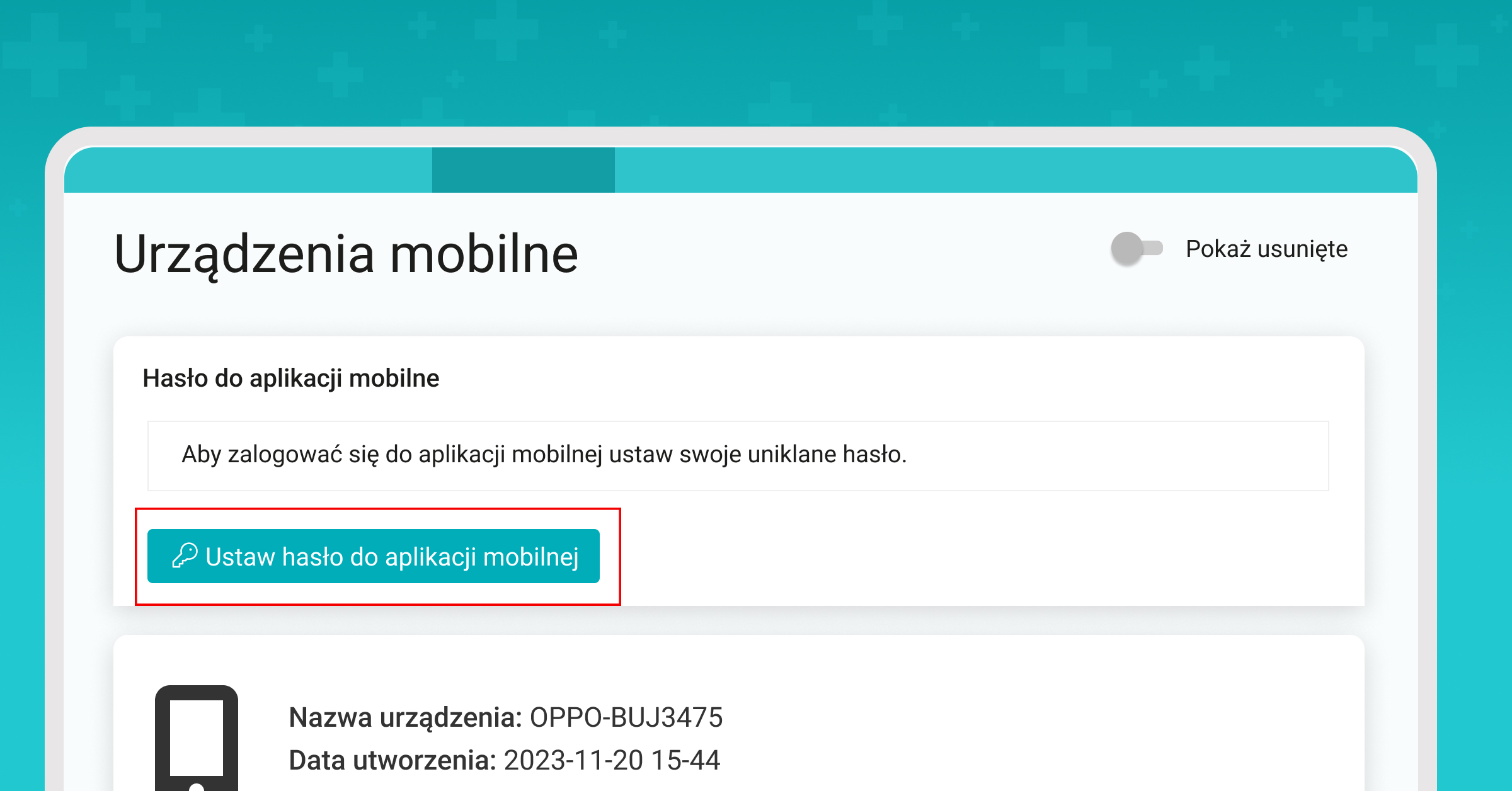 Hasło do aplikacji mobilnej 