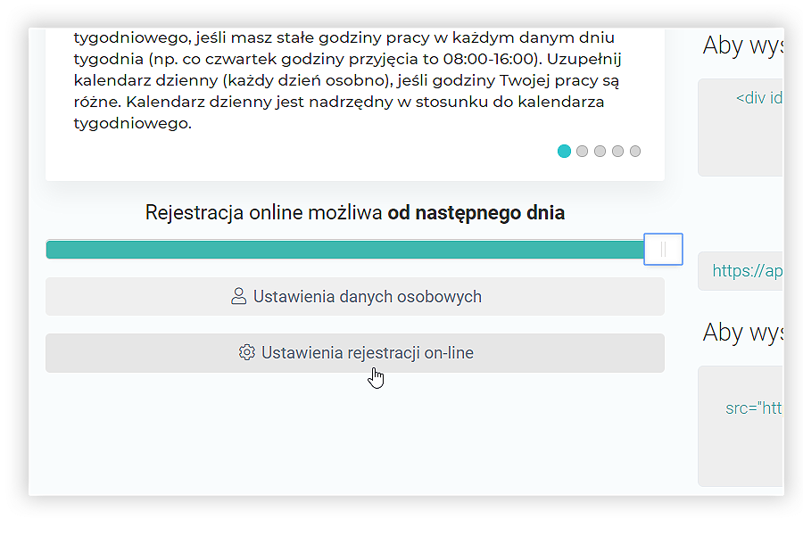 Rejestracja pacjentów, ustawienia rejestracji online