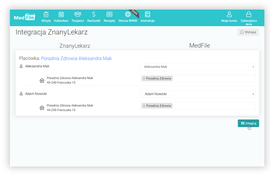 ZnanyLekarz, ustawienie integracji i przeniesienie wizyt do Medfile®