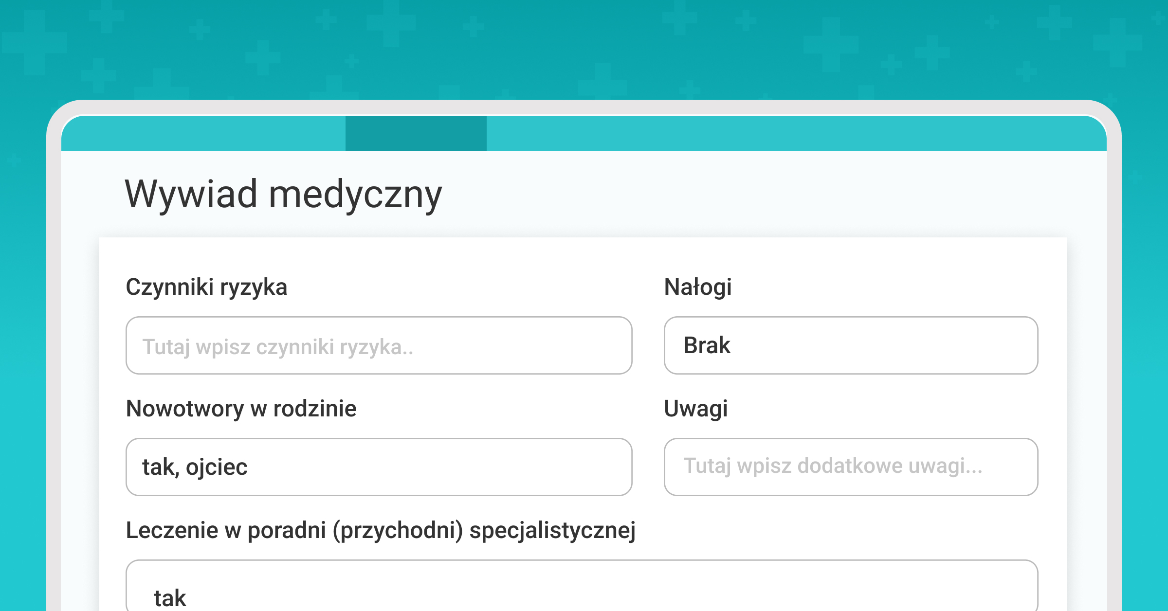 Wywiad medyczny uzupełnianie