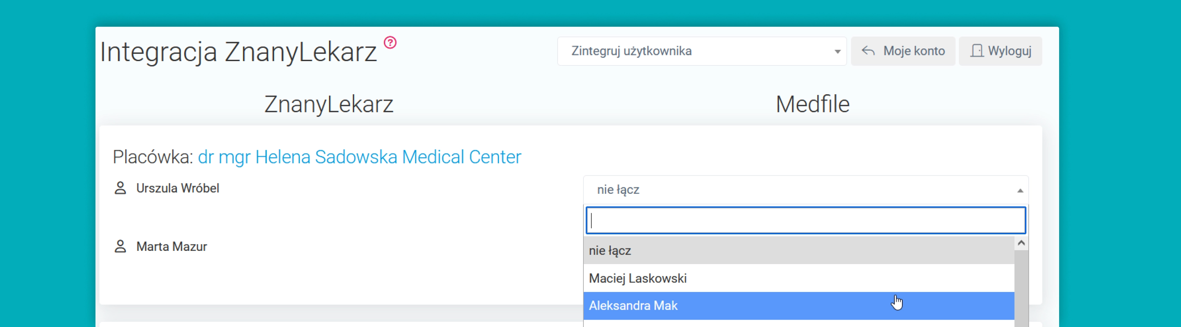 Integracja ze Znanym Lekarzem w Medfile 