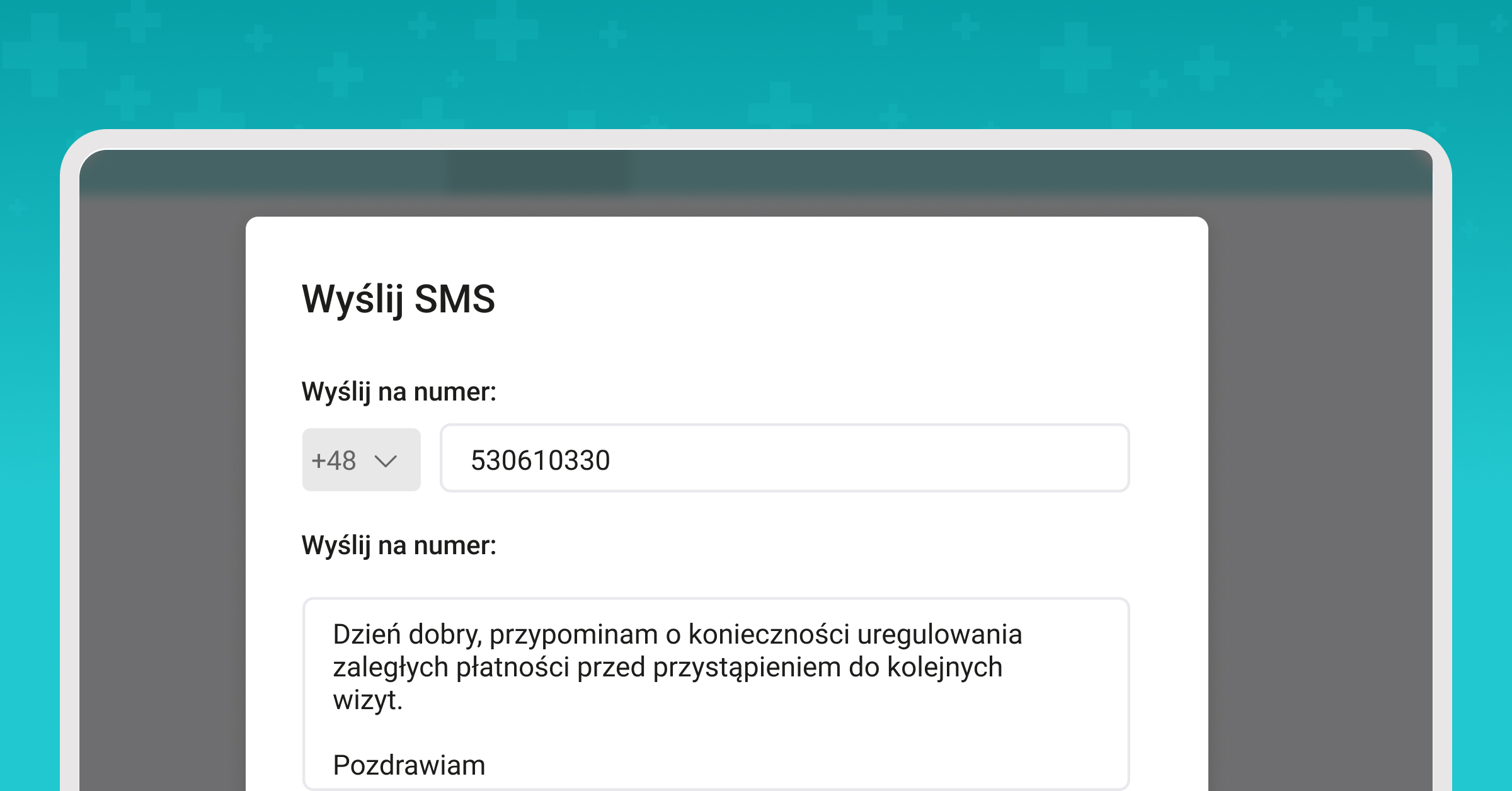 Powiadomienia SMS, indywidualny SMS do pacjenta