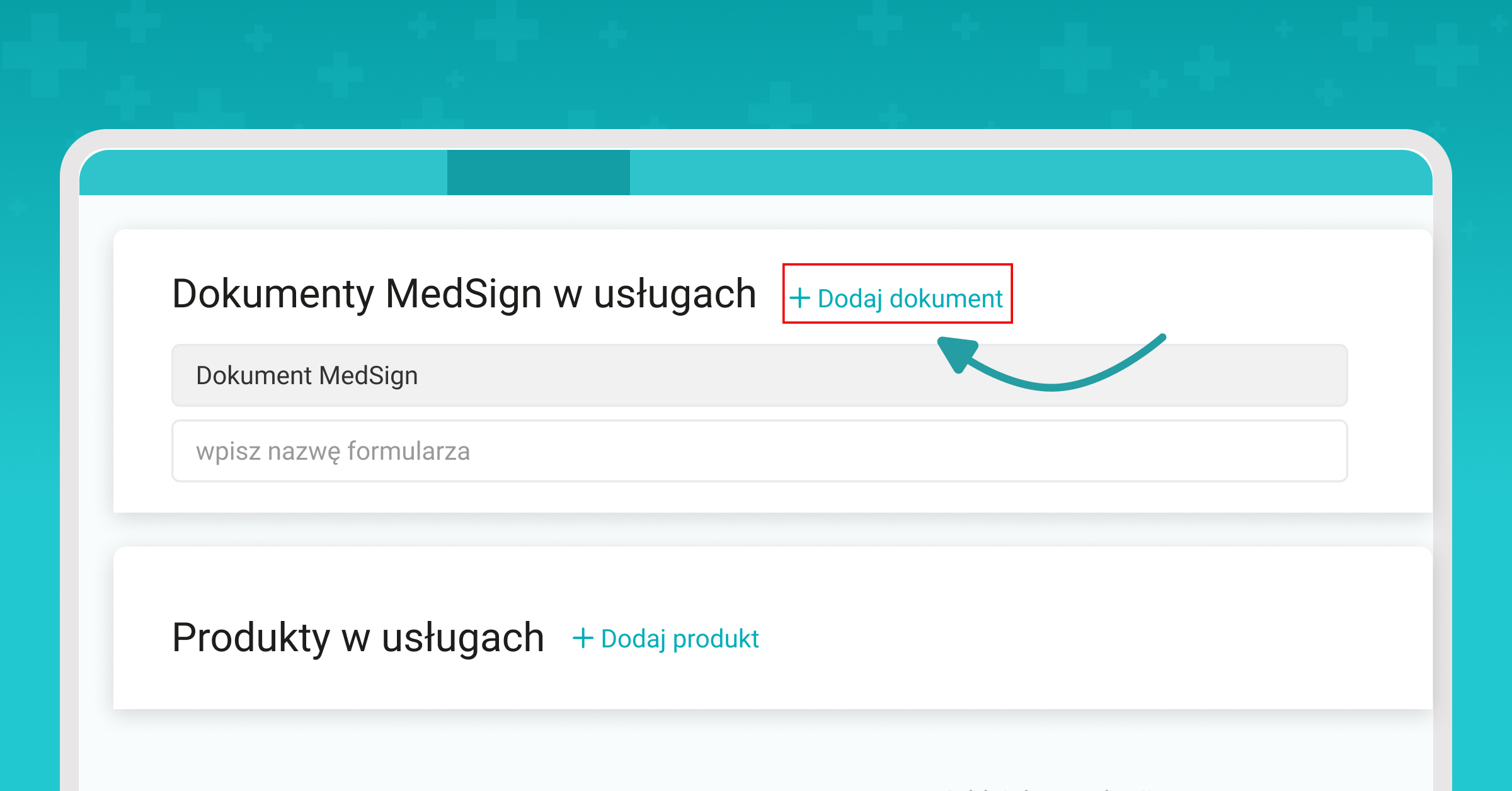 Usługi, przypisywanie MedSign do usługi