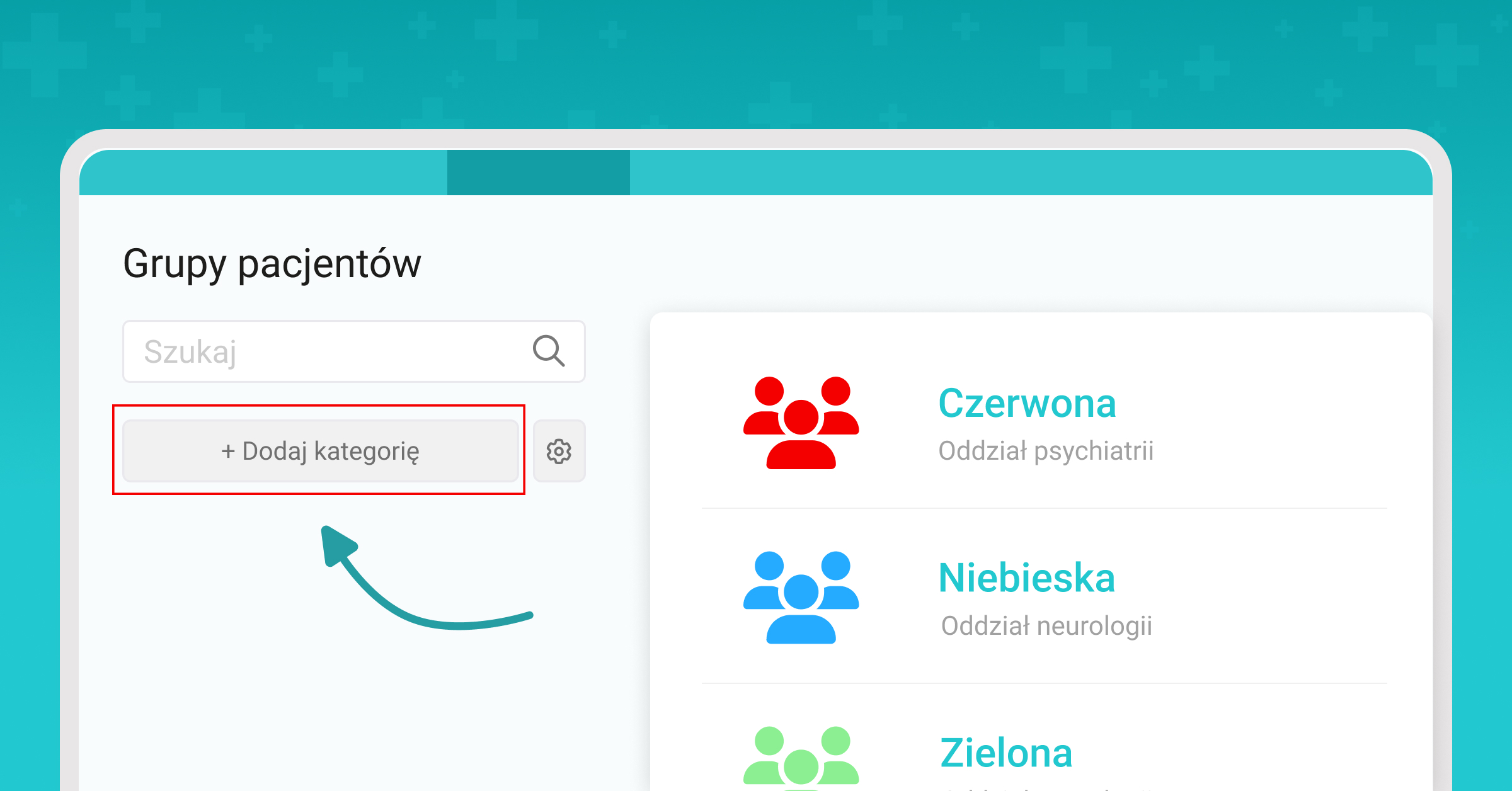 Dodawanie kategorii w grupach pacjentów