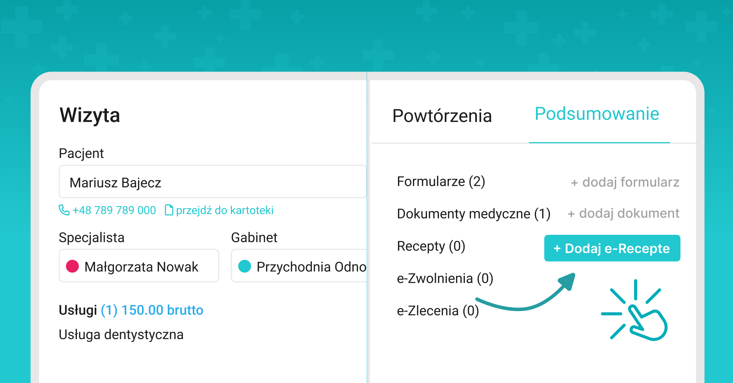 Wystawianie e-Recepty poprzez edycję wizyty