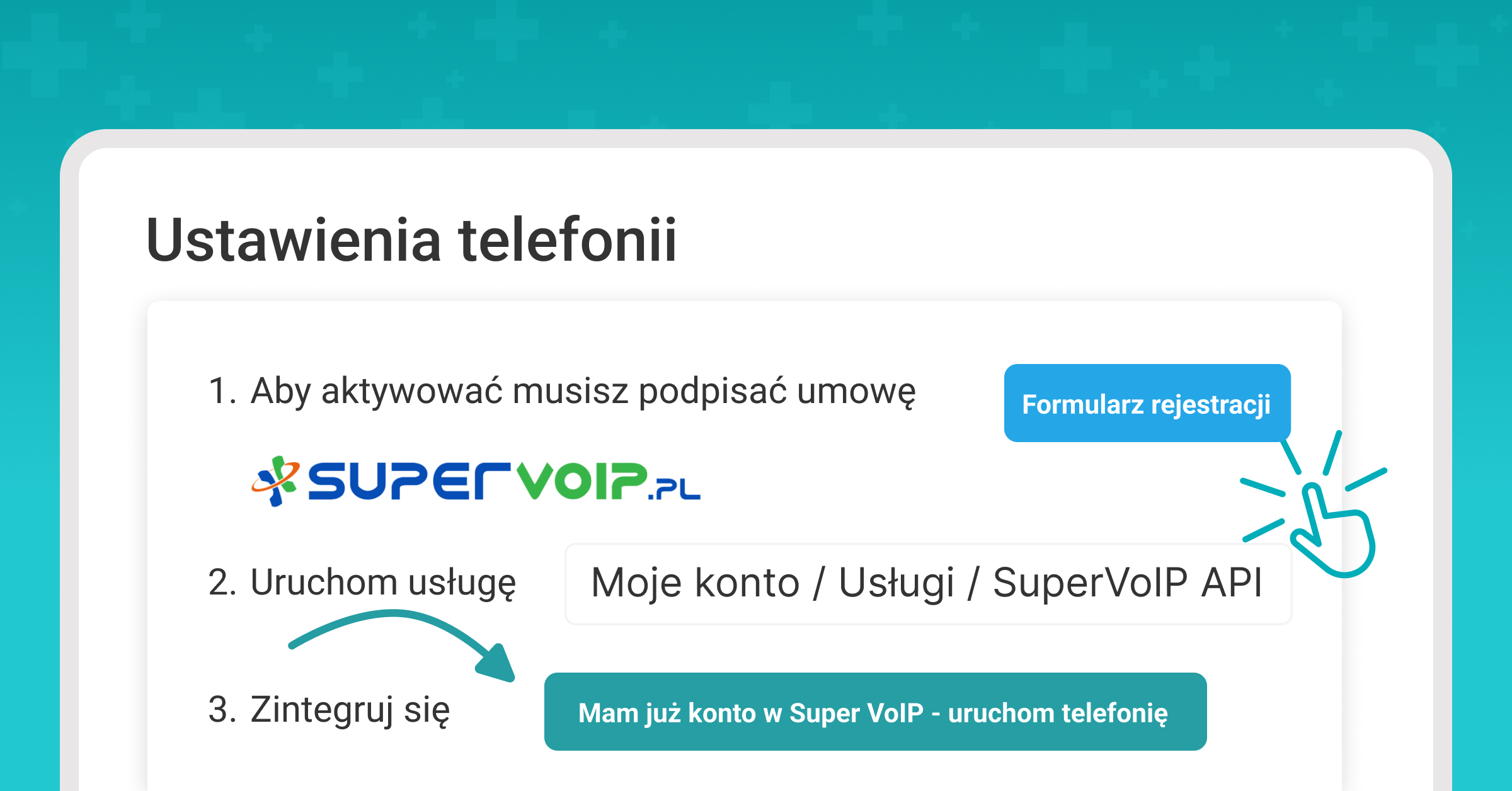 Telefonia internetowa VoIP, konfiguracja bezpośrednio z konta w Medfile®