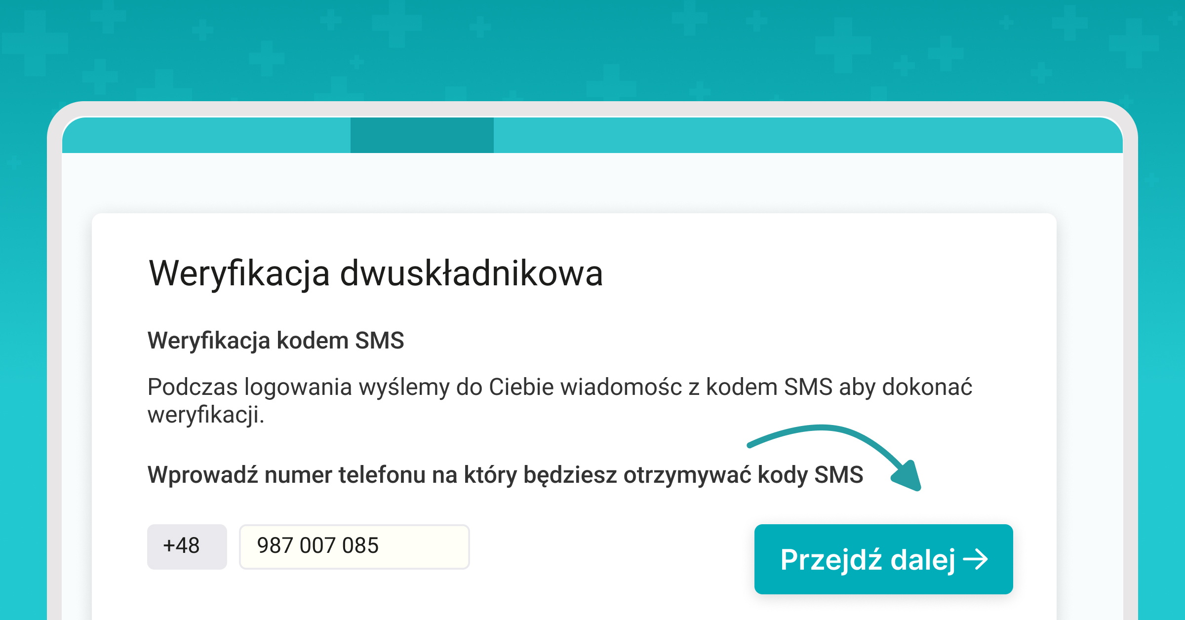 Weryfikacja dwuskładnikowa — kod SMS