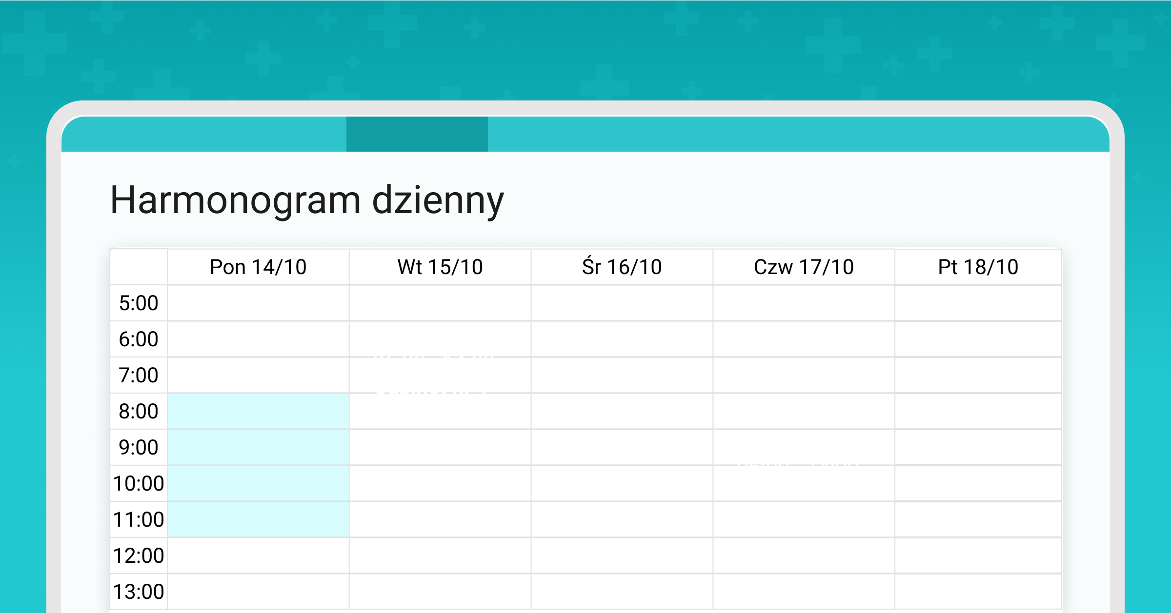 Harmonogramy, dodawanie harmonogramu pracy dziennego