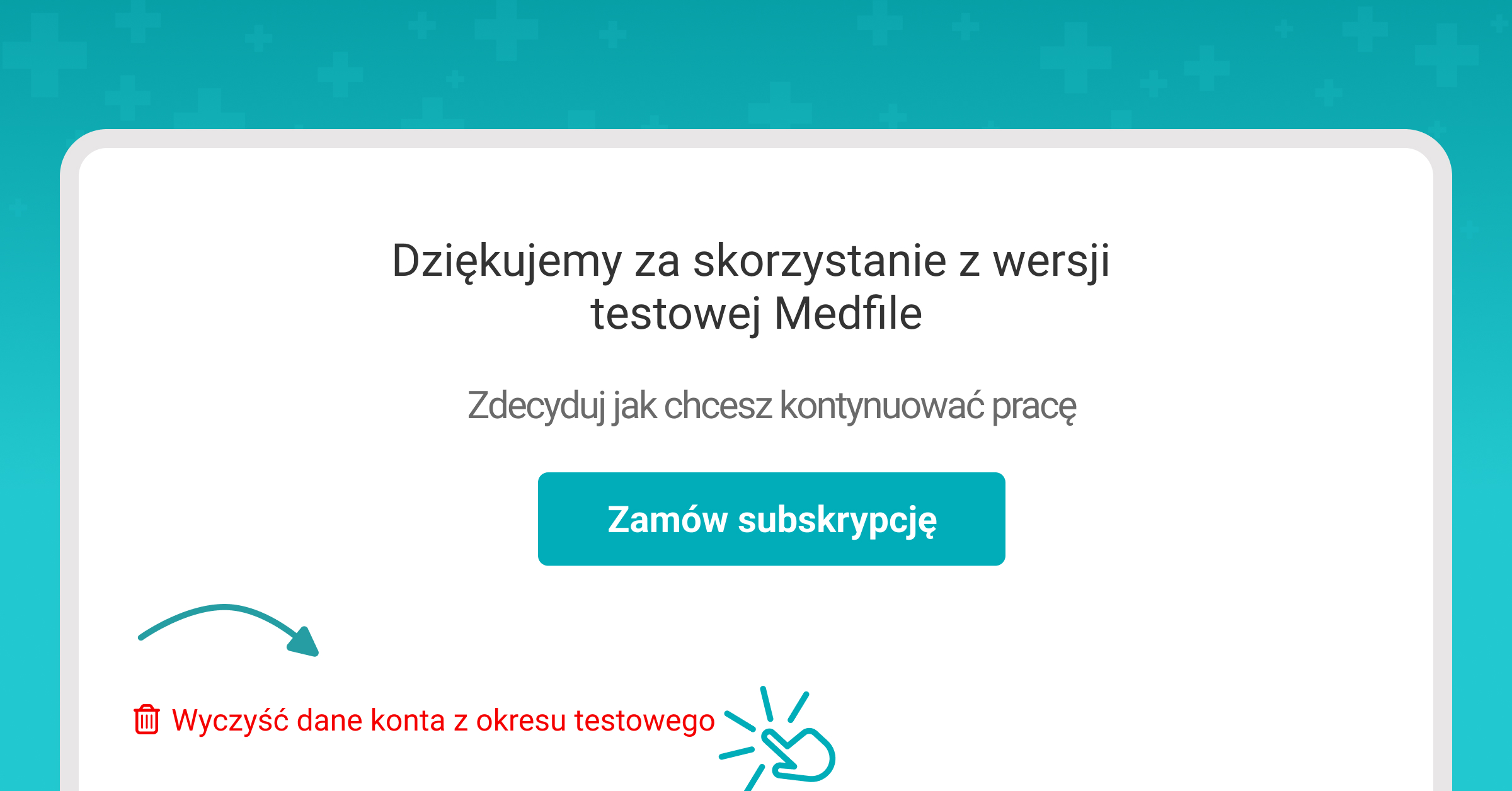 Czyszczenie konta po okresie testowym