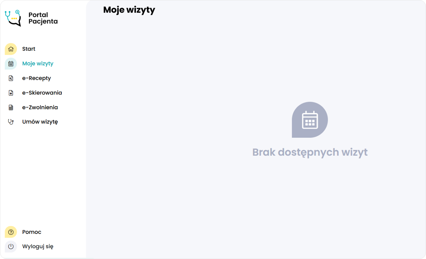 Brak dostępnych wizyt w Portalu Pacjenta