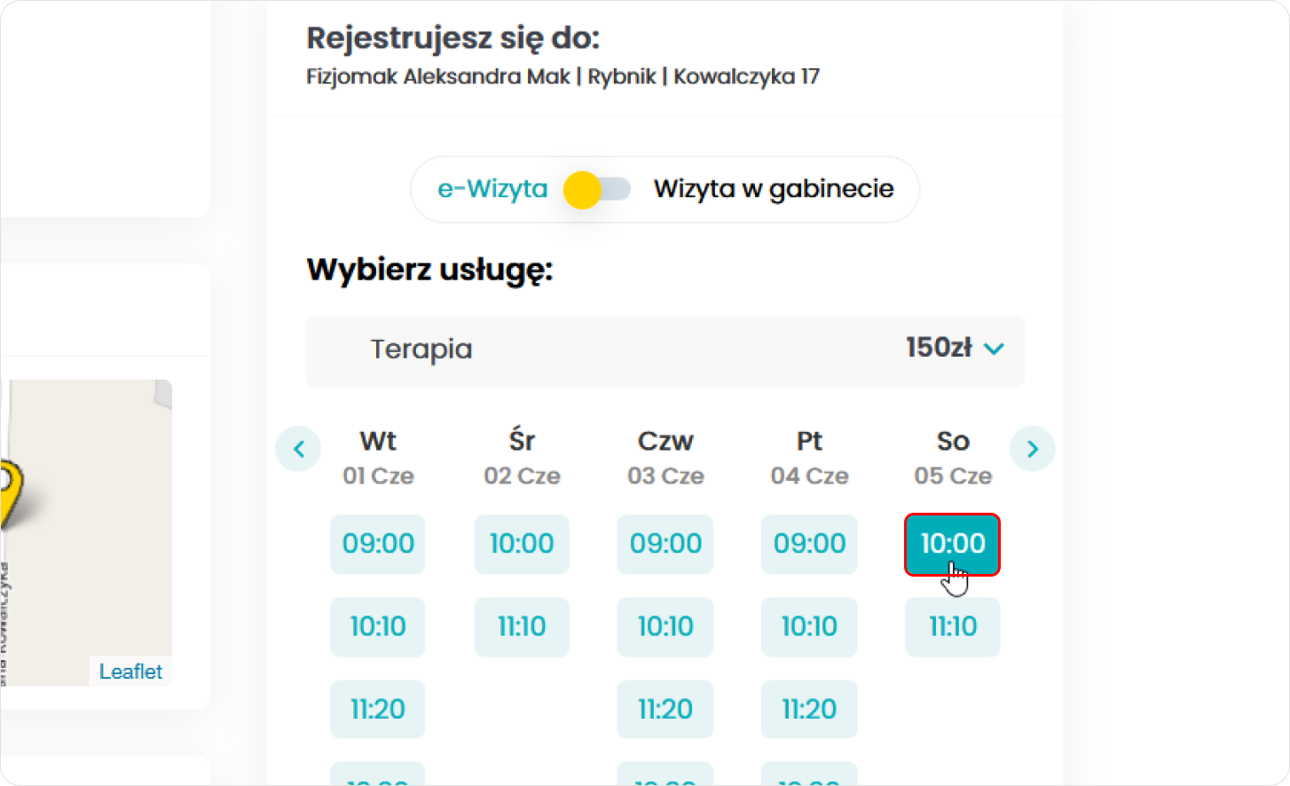 Wskaż wybrany dzień i godzinę