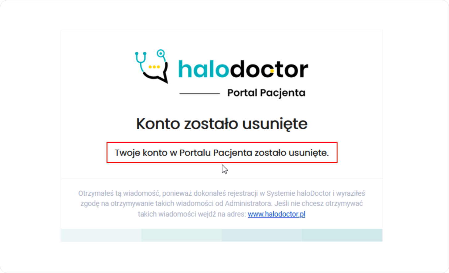 Konto zostało usunięte