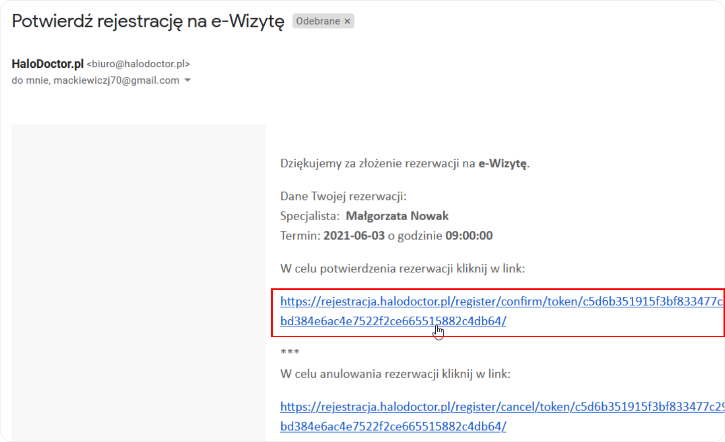 Kliknij w link w celu potwierdzenia rezerwacji