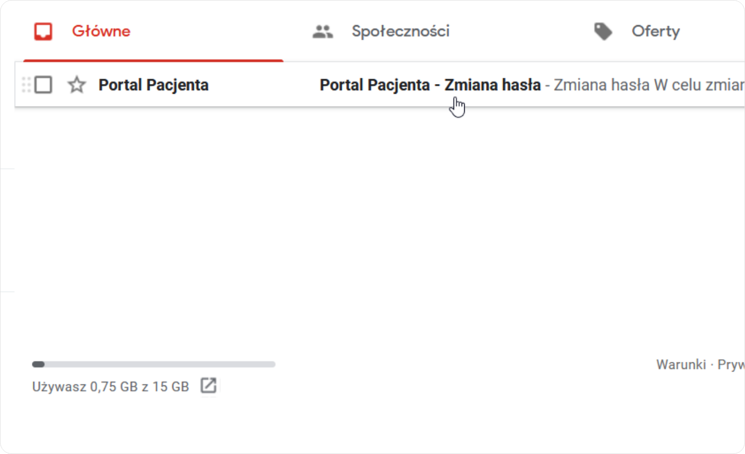 Otwórz wiadomość e-mail w celu zmiany hasła