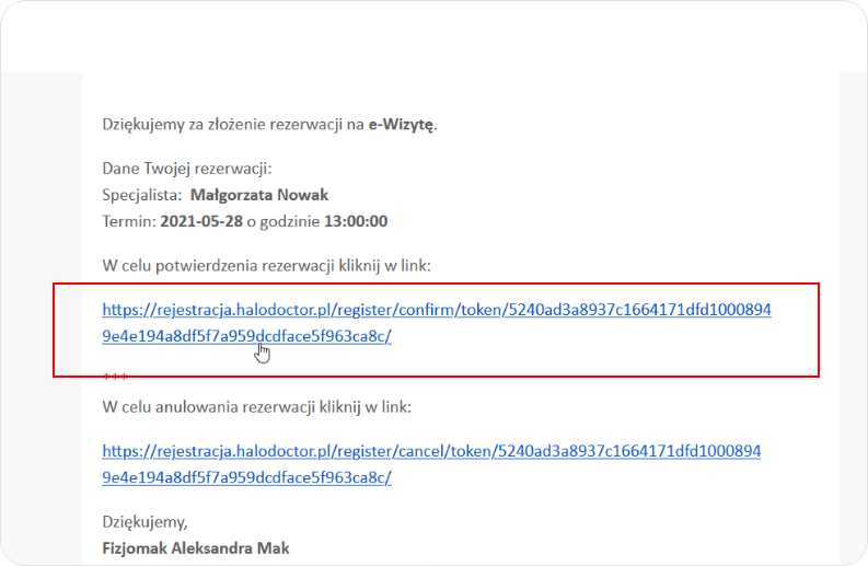 Kliknij w link żeby potwierdzić rezerwacje