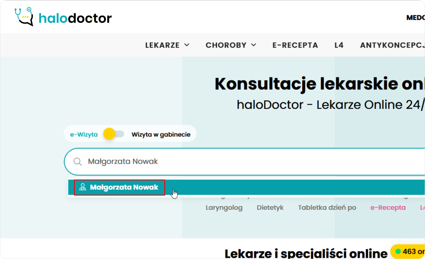Wyszukaj lekarza lub specjalistę