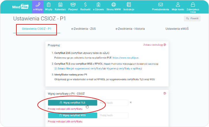 Wgraj certyfikat TLS