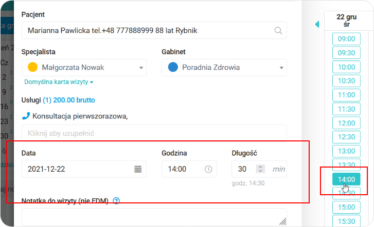 Ustal datę i godzinę wizyty