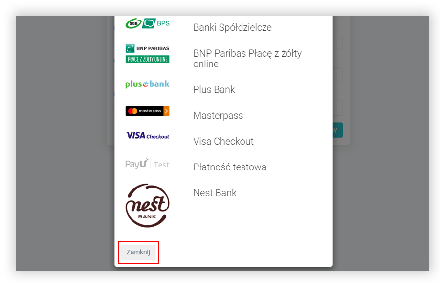 Zobacz Dostępne metody płatności