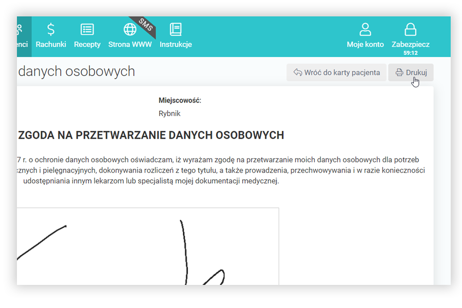 Drukuj wypełniony formularz MedSign