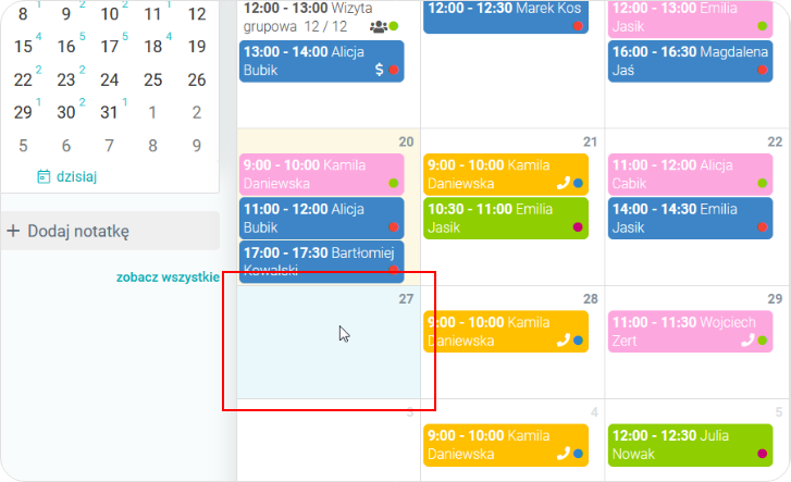 Wybierz dzień z kalendarza
