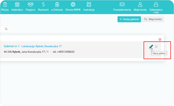 Edytuj gabinet