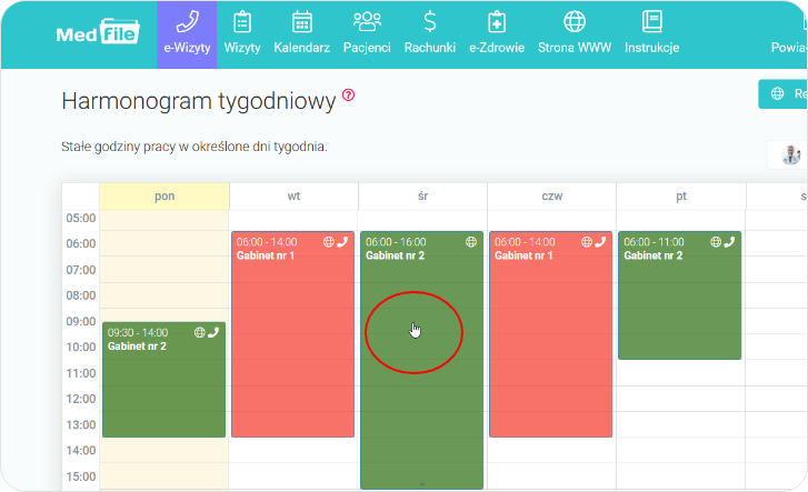 Zmieniony harmonogram tygodniowy