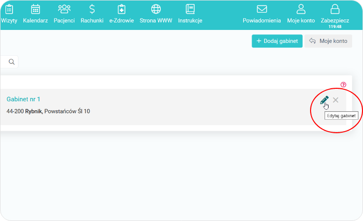 Edytuj gabinet