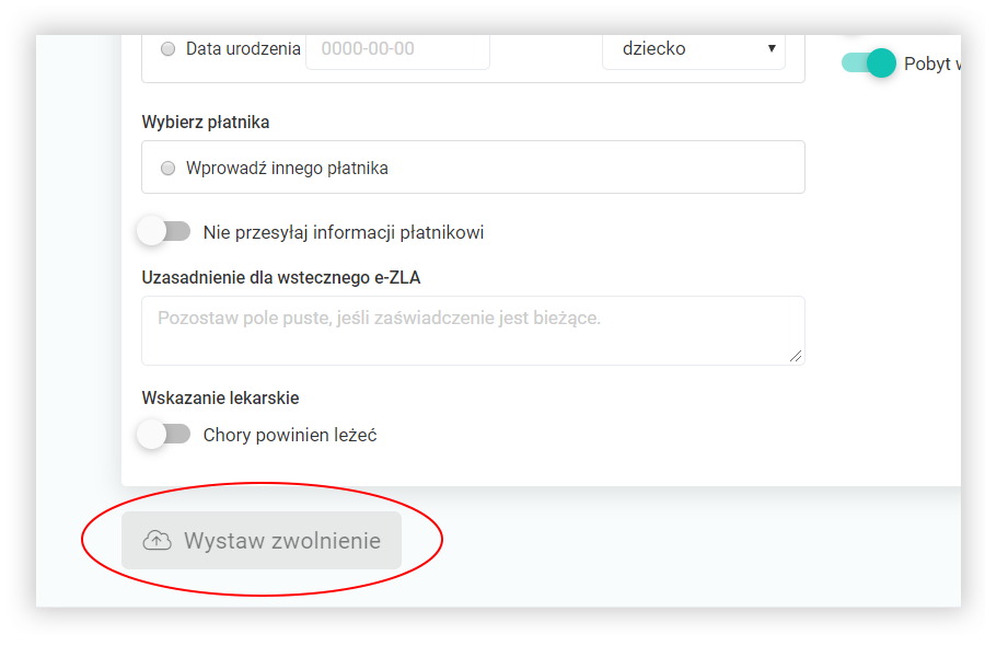 Wystaw elektroniczne zwolnienie 