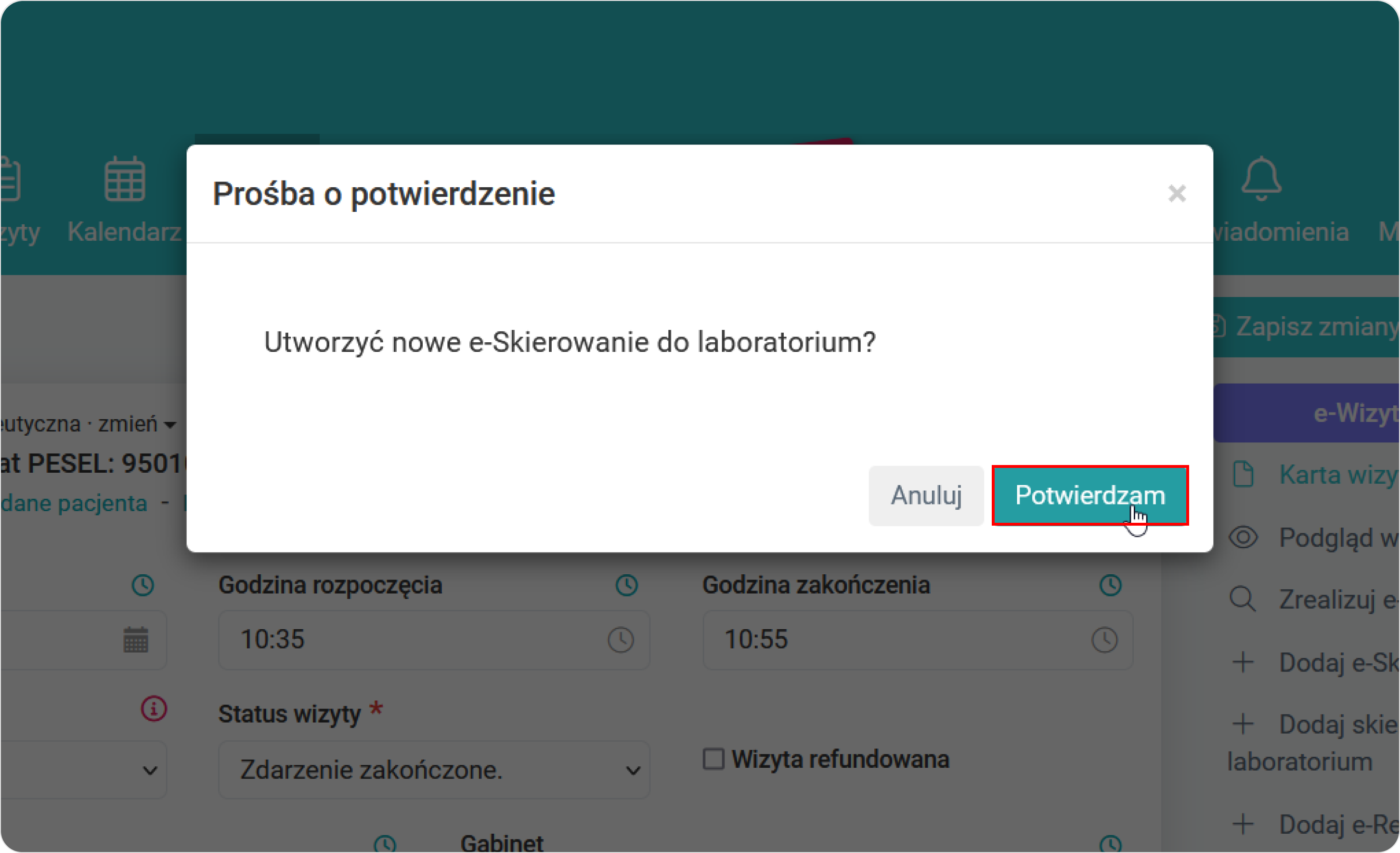 Potwierdź utworzenie e-Skierowania 