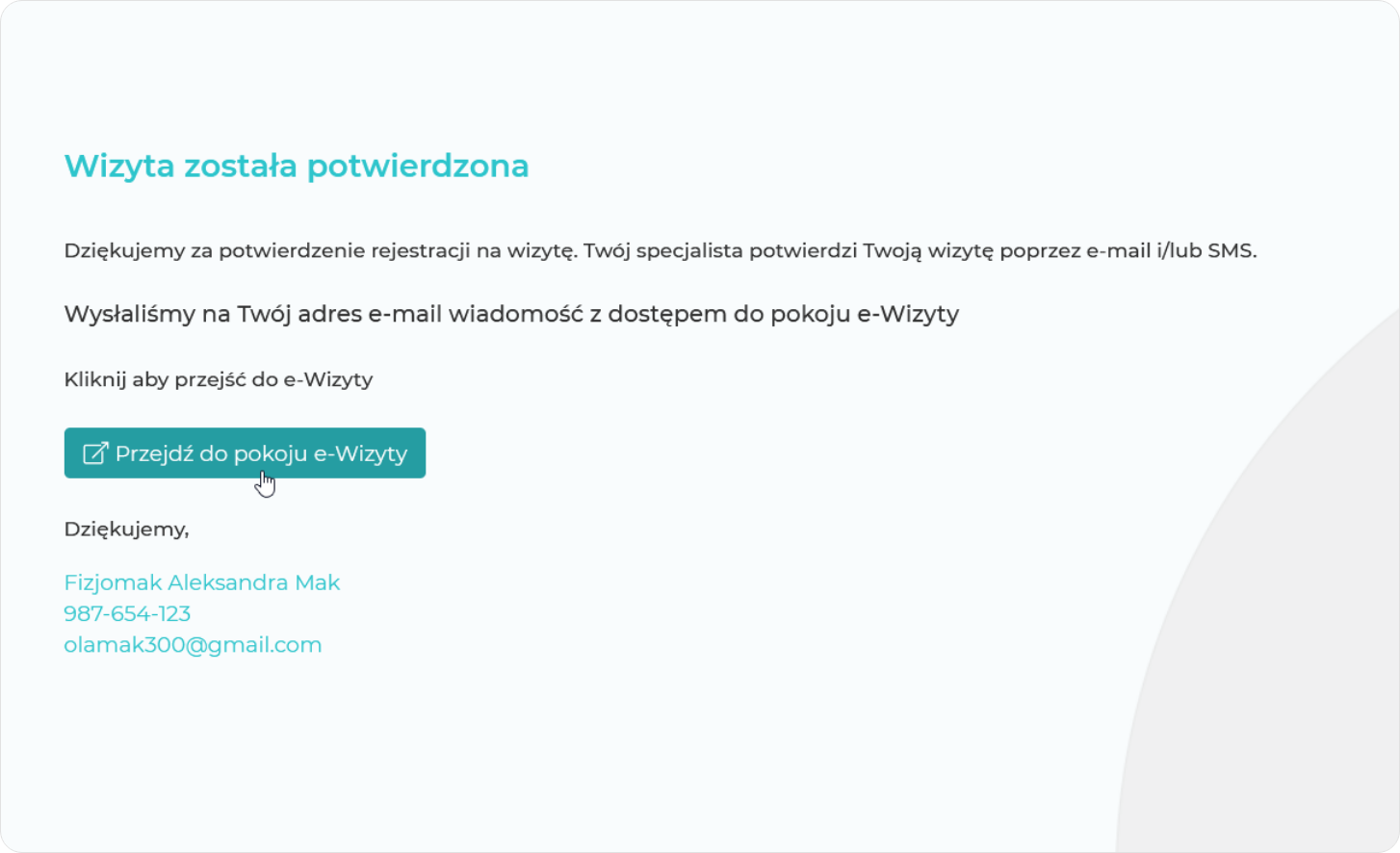 Wizyta została potwierdzona