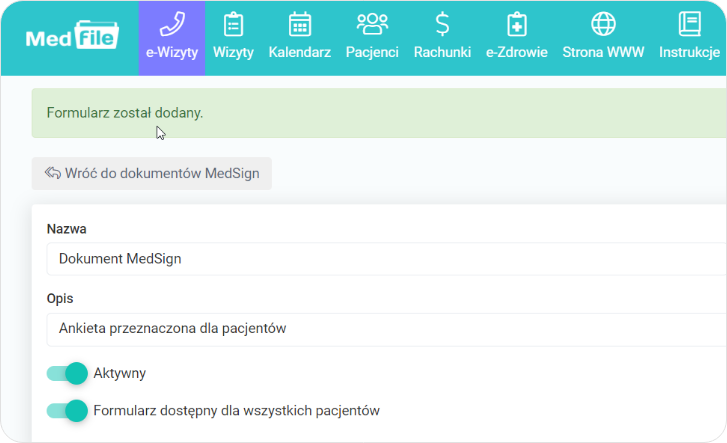 Formularz został dodany