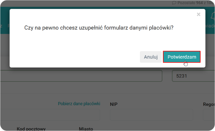 Potwierdź uzupełnienie formularza 