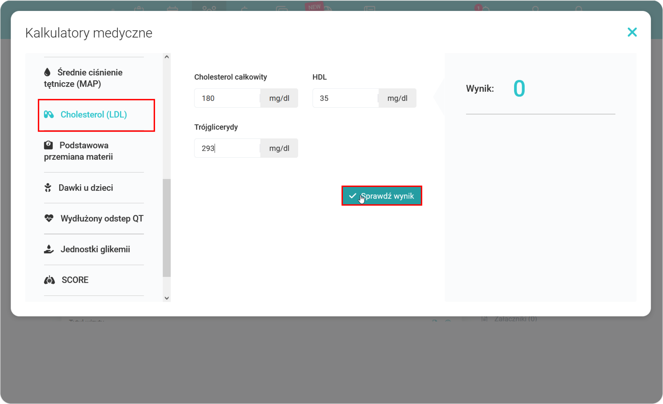 Uzupełnij dane w kalkulatorze cholesterol (LDL)