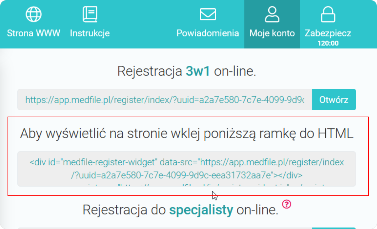 Kod do skopiowania na własną stronę WWW