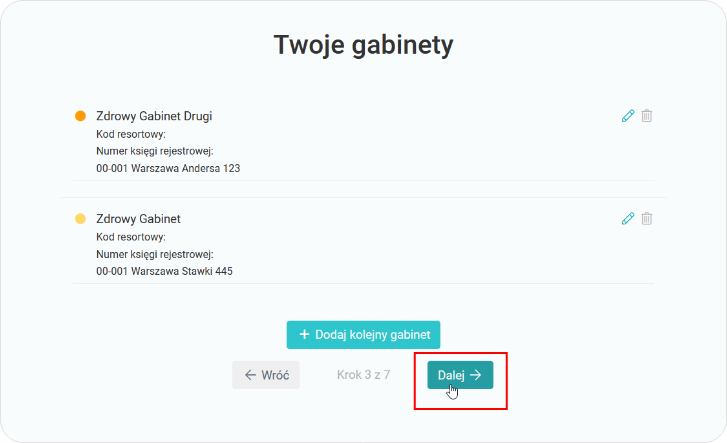 Dodaj kolejny gabinet