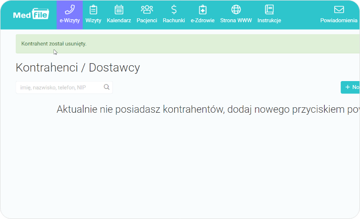 Kontrahent został usunięty