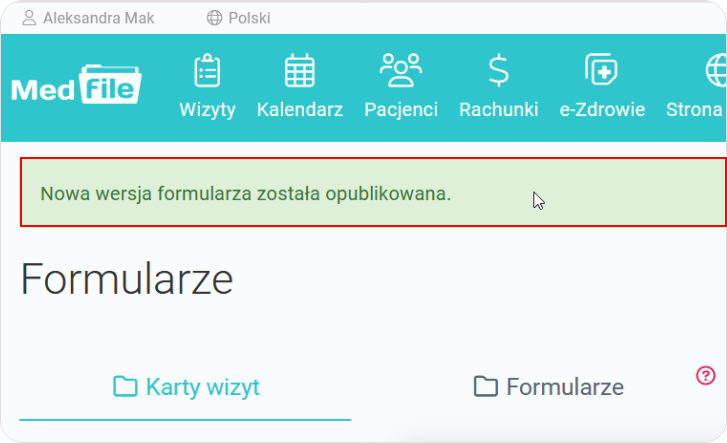 Komunikat potwierdzający publikację 