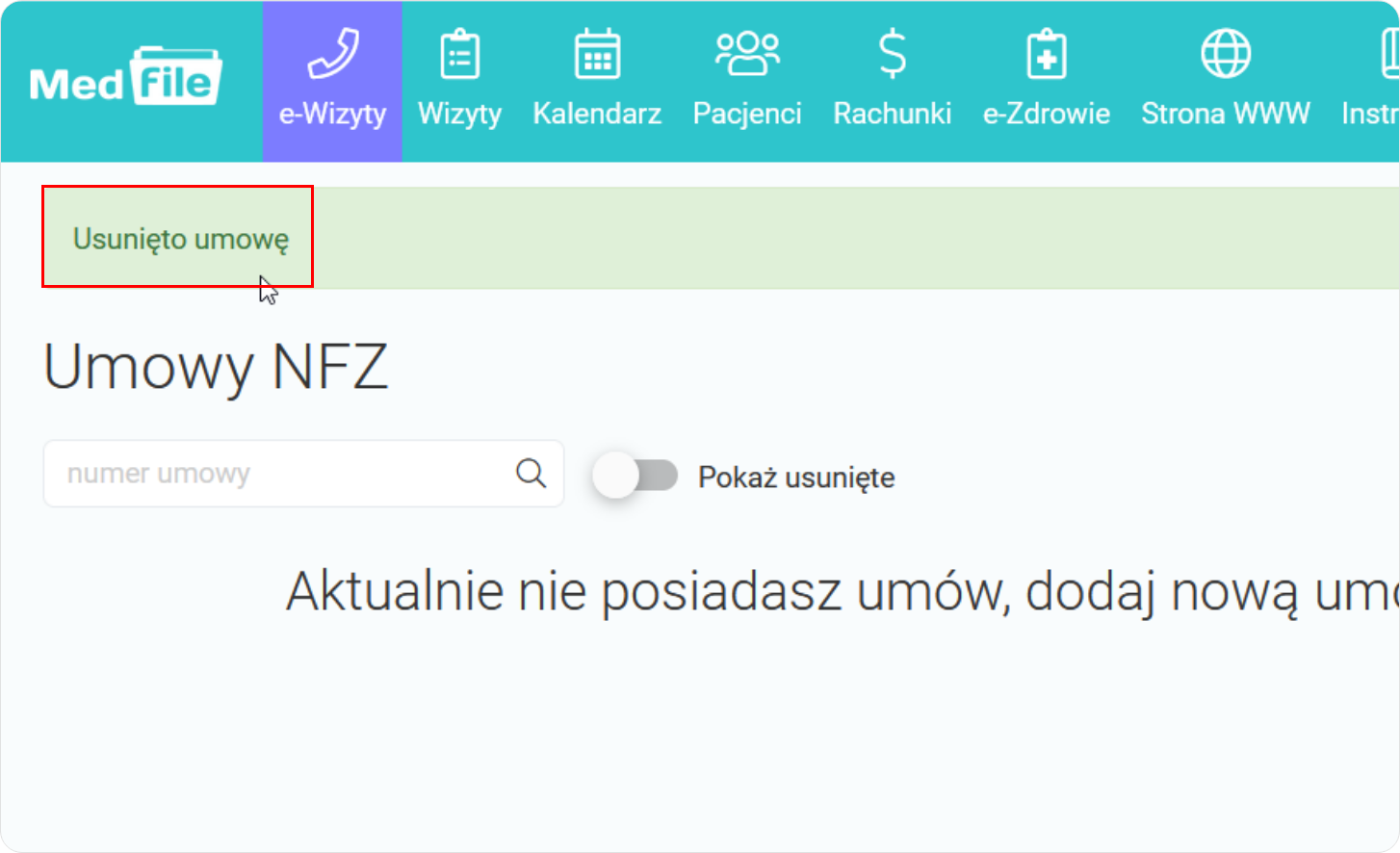 Usunięto umowę NFZ