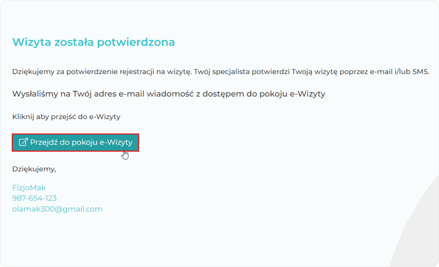 Wizyta została potwierdzona