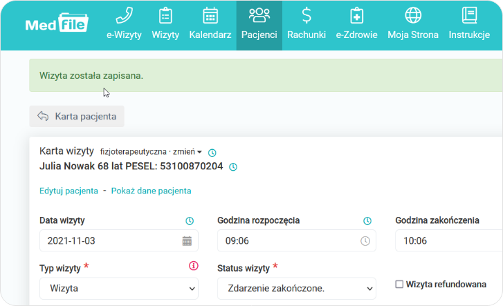 Wizyta została zapisana