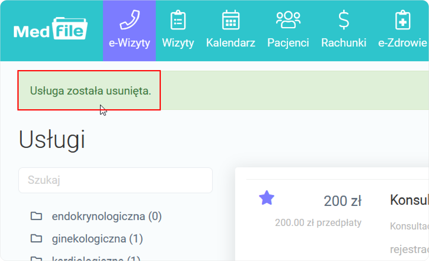 Usługa została usunięta