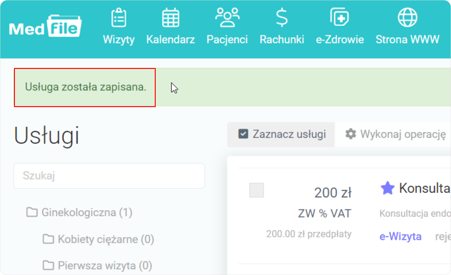 Usługa została zapisana