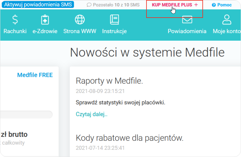 Wybierz przycisk kup Medfile Plus