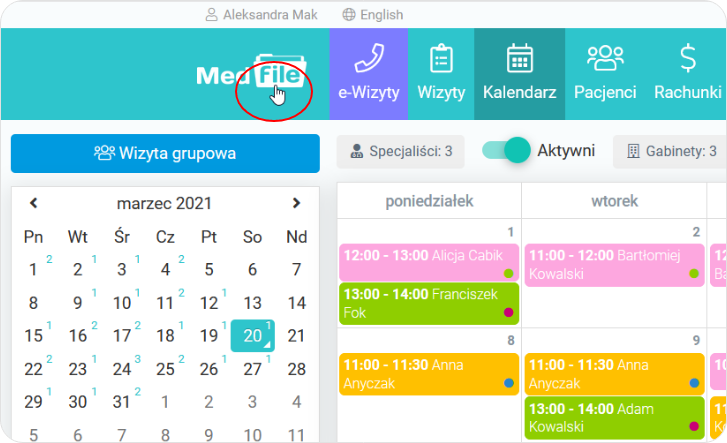 Wejdź w podstawowe funkcje programu Medfile