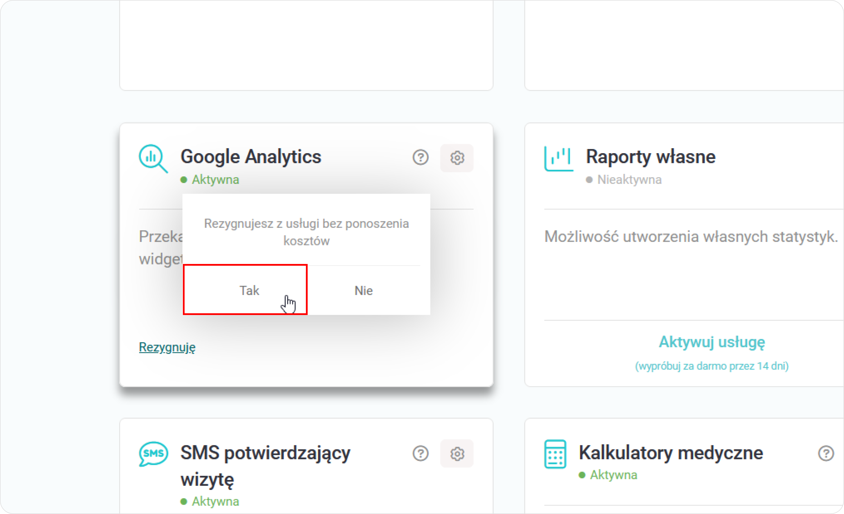 Dezaktywuj usługę w marketplace