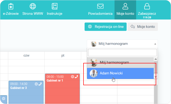 Wskaż ustawiony harmonogram