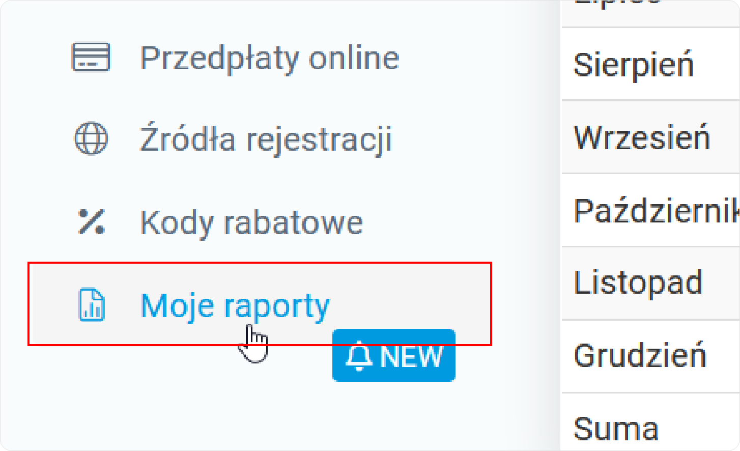 Naciśnij moje raporty