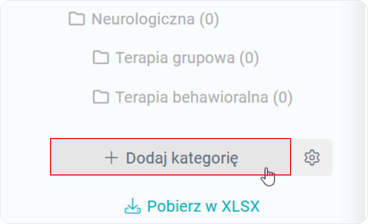 Wejdź w możliwość dodania kategorii